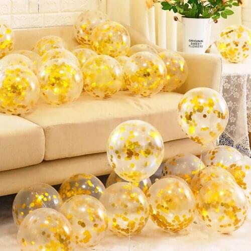 5Pcs Romantic Colorful Balloon Inflatable Gold Color Confetti Emulsion Long-lasting Latex Balloon for Party Birthday Accessories