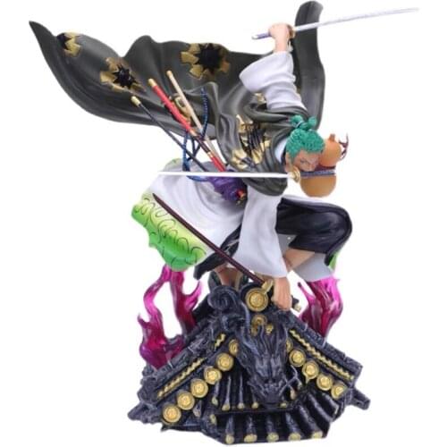 One Piece 20CM Roof Sauron Figure Wano Country Three Swords Kimono Sauron Anime Model Collection Decoration