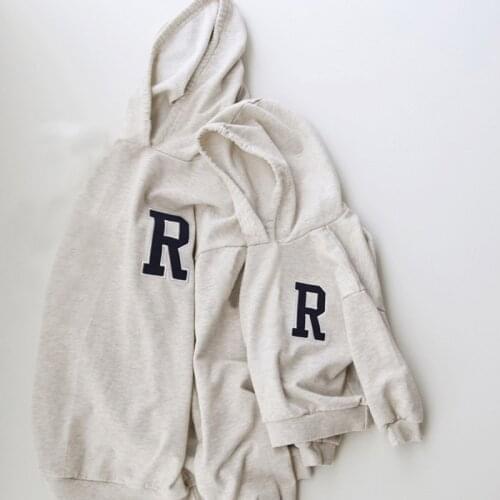 Parent-child Autumn Top Simple Version Simple Embroidery Letter Casual Hooded Parent-child Hoodie T
