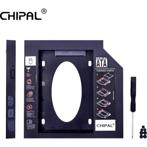 CHIPAL Plastic 2nd Second HDD Caddy 9.5mm SATA 3.0 for 2.5'' SSD Case Hard Drive Enclosure for Laptop DVD CD-ROM Optibay Adapter