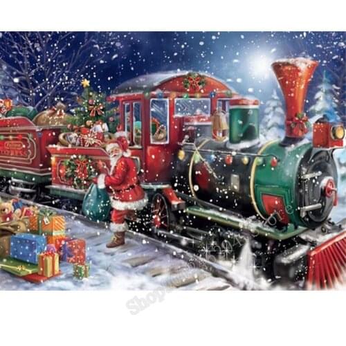 Full Square Round Drill 5D DIY Diamond Painting Christmas Santa Claus Train Embroidery Cross Stitch 5D Decor FF2319