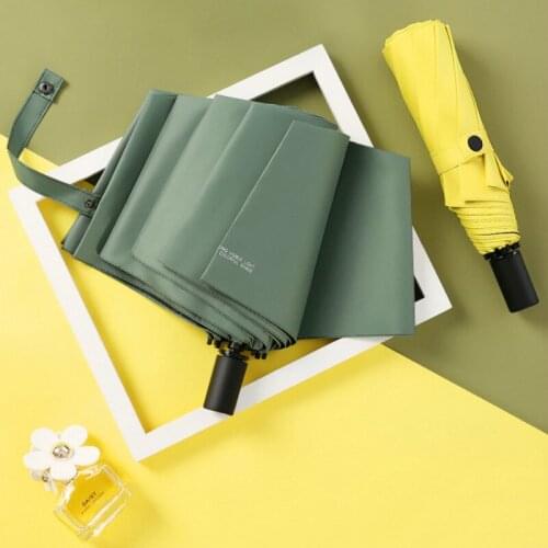 Simple solid color sunny rain dual-use umbrella ins men and women folding sun umbrella black glue sunscreen UV umbrella