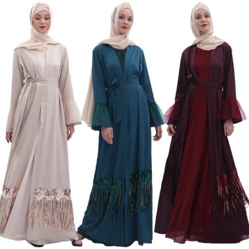 Ramadan Open Dubai Abaya Kimono Cardigan Muslim Hijab Dress Kaftan Abayas For Women Caftan Marocain Qatar Robe Islam Clothing