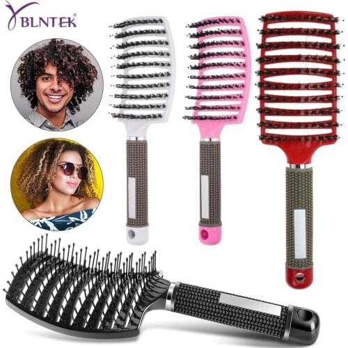 YBLNTEK Hair Scalp Massage Comb Detangle Hairbrush Women Wet Comb Bristle Nylon Hair Brush for Salon Hairdressing Styling Tools
