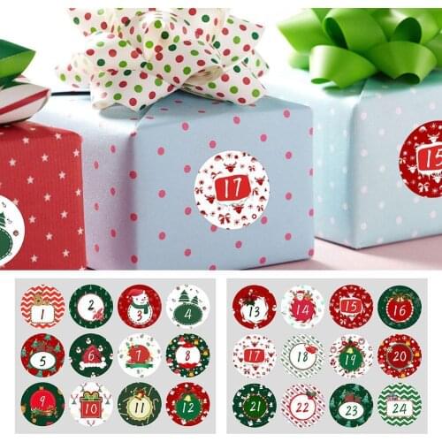 Christmas Countdown Sticker Advent Calendar 24 Number Gift Bag DIY Felt Countdown Sticker Garland New Year Christmas Decor