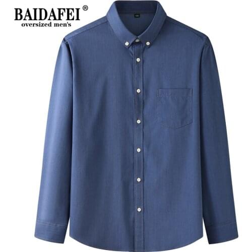 Oversized 6XL 7XL 8XL 9XL 10XL Men for Long Sleeve Shirt 2021 Spring Autumn New Men Oxford Textile Casual Fat Loose Shirts
