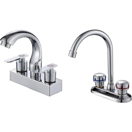 Bathroom Basin Faucet Double Handle Deck Mounted Basin Faucets Bath Shower Faucets Hot And Cold Sink Wash Basin Water Mixer Tap