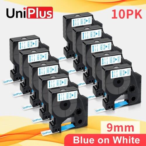 UniPlus 9mm Ribbon Compatible Dymo D1 Label Tape 40914 Blue on White 3/8" Length for Dymo LabelManager 150 220P Label Printer