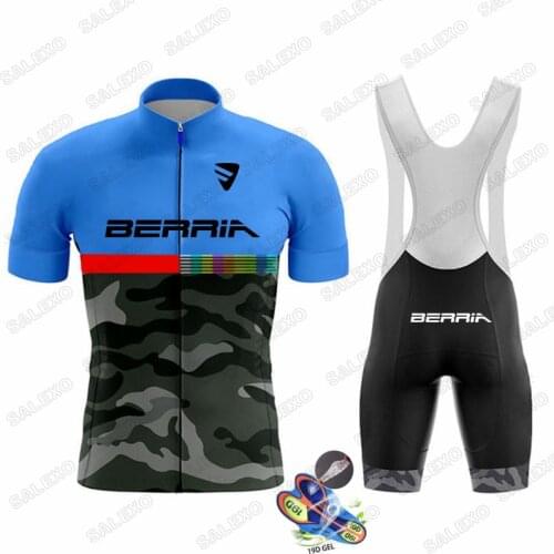 BERRIA Team Cycling Jersey 2021 New Mens Clothes Wear Better Rainbow Short Sleeve Cycling Clothing Summer Road Bike Sets