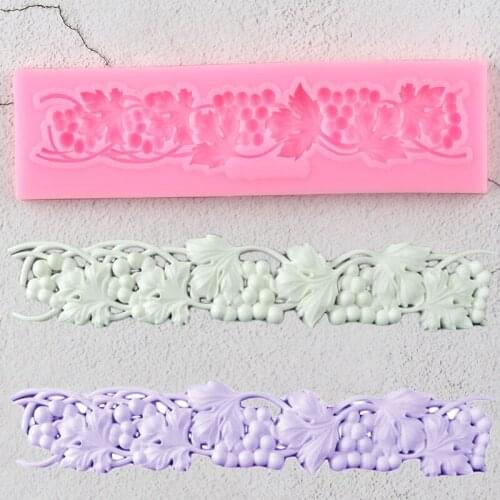 Grape Vine Leaf Border Silicone Molds DIY Relief Cupcake Topper Fondant Cake Decorating Tools Candy Chocolate Gumpaste Moulds