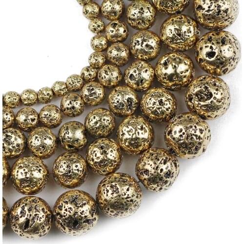 YHBZRET Antique gold Lava Hematite Natural Stone Loose Beads For Jewelry Making 4 6 8 10 12mm DIY Necklace Bracelet Accessories