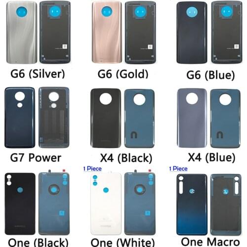 5PCS Battery Back Cover Glass Rear Door Housing Case With Glue Adhesive For Moto One G7 Power One Macro G9 Play E7 X4 G10