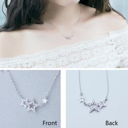 Women Rhinestone Five Pointed Star Pendant Clavicle Chain Necklace Jewelry VIntage Special Design Accessory Gift For Young