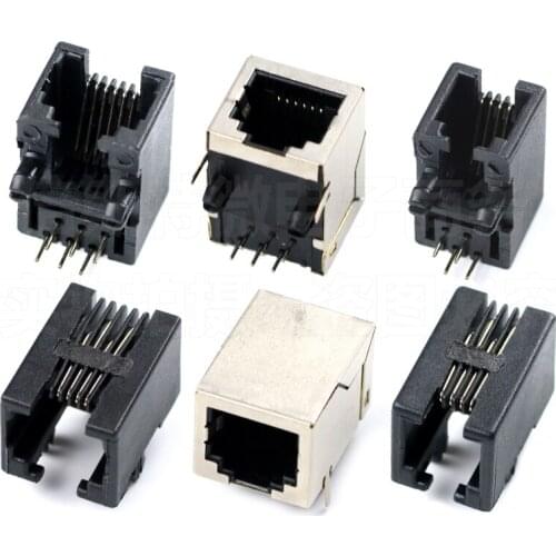 10PCS RJ11 Telephone Socket Curved Pin 95001 4P4C 6P6C 6P4C 8P8C Female Jack Pcb Connector