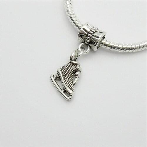 New 25pcs skates charm Big Hole bead European Pendant fit for Pandora style Bracelets Necklace DIY Metal Jewelry Making