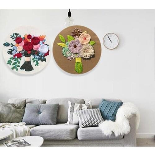 20x20cm Flower Shop Plant Series European embroidery kit simple three-dimensional embroidery Ribbon kit embroidery needlework
