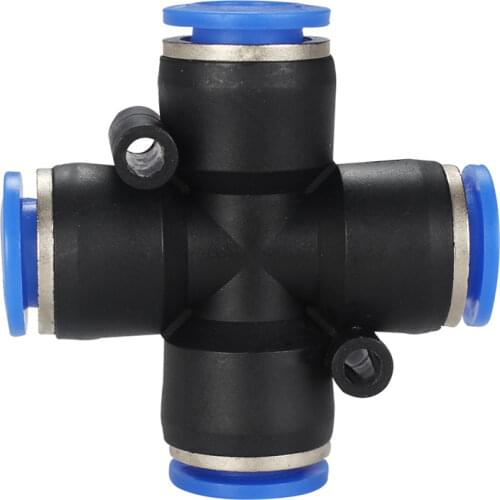 Fit 4/6/8/10/12mm OD Tube Cross 4 Ways Air Pneumatic Push In Connector Quick Release Fitting