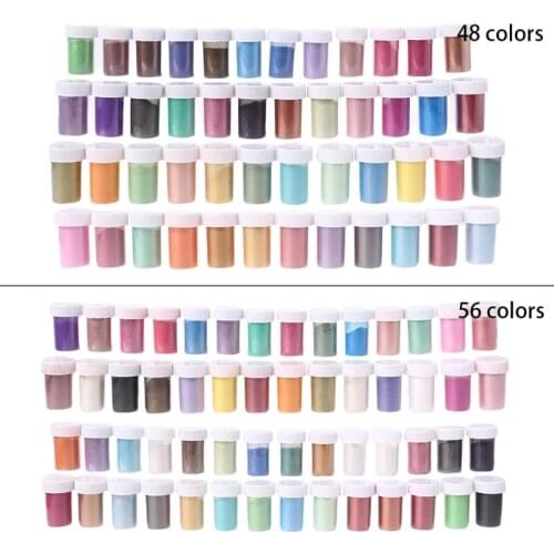 48/56 Colors Cosmetic Grade Pearlescent Natural Mica Mineral Powder Epoxy Resin Dye Pearl Pigment DIY Jewelry Crafts Making