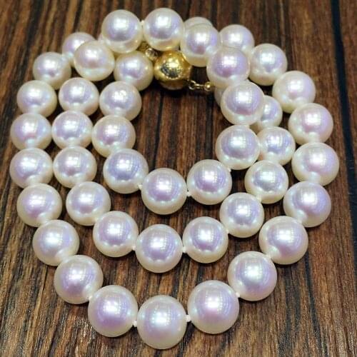 9-10 mm White Pearl Necklace light freshwater pearl necklace birthday gift 925 silver clasp fine JEWELRY