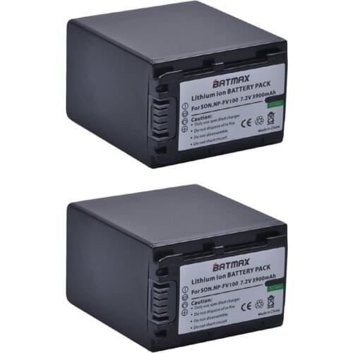 2pcs 3900mAh NP-FV100 NP FV100 NPFV100 Rechargeable Camera Batteries for SONY FDR-AX100E AX100E HDR XR550E XR350E CX550E CX350E
