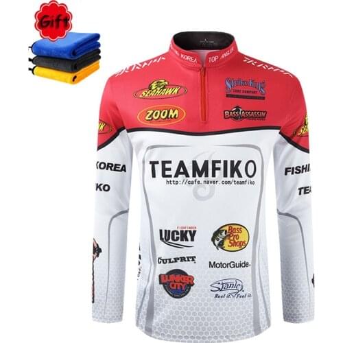 Anti-UV Fishing Jersey Sun Protection Clothing Long Sleeve Stand Collar Ice Fishing Shirts Men Cycling Sport Clothes Free Towel