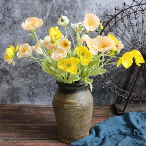 1PCS 60CM Artificial Silk Poppy Flower DIY Wedding Christmas Party Home Garden High Quality Artificial Flower Bouquet Decoration