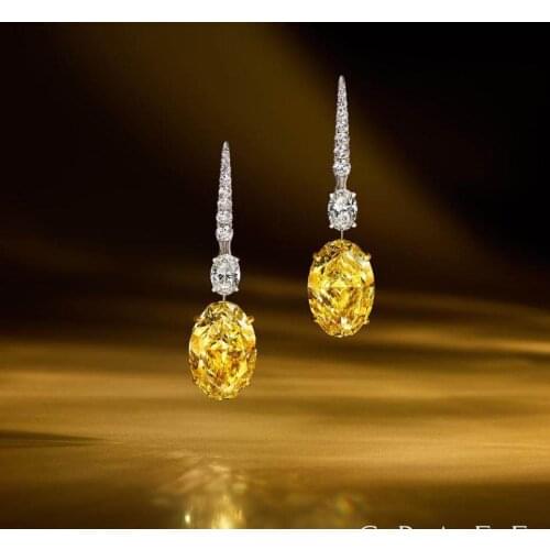 Jankelly Trendy Luxury round shape dangle Earrings For Women Wedding YELLOW Cubic Zircon CZ Dubai Bridal Bohemia Hot 2019