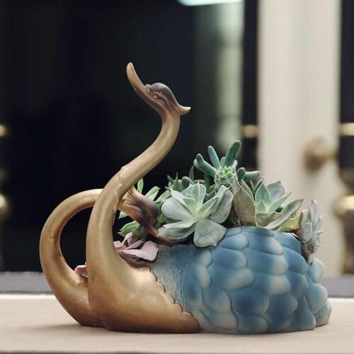 Succulent Ceramic Flowerpot Swan Cute Animal Flower Pot Creative Mini Garden Bedroom Desktop Home Garden Bonsai Pot Fairy Garden