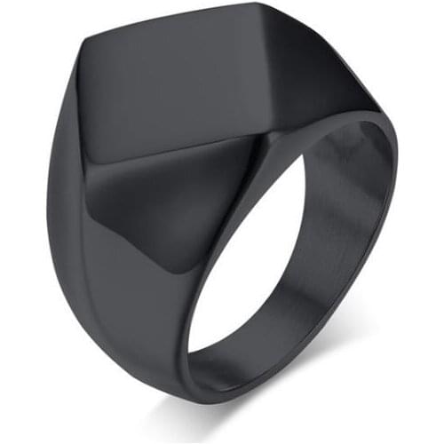 GNAYY Hotsale Gold / black / Fashion Stainless Steel 16mm wide Square Simple design Women Mens Smooth Band ring 8-12