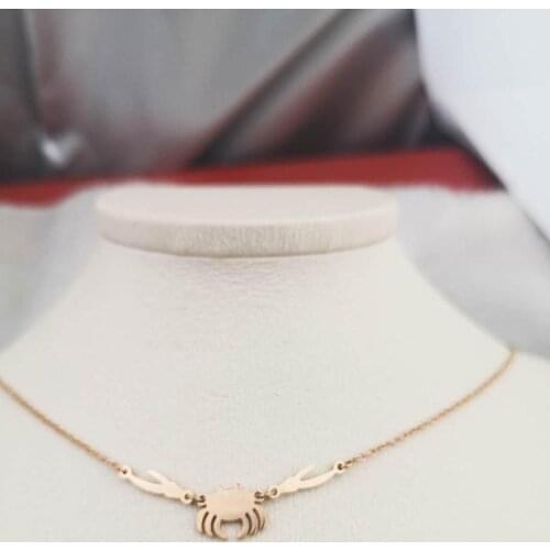 Crab european and american classic women luxe leopard head necklace steel