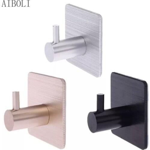 Kitchen Aluminum Hook Self Adhesive Home Wall Door Hook Multi-Purpose Storage Hooks Support Wholesale New Arrival 2020