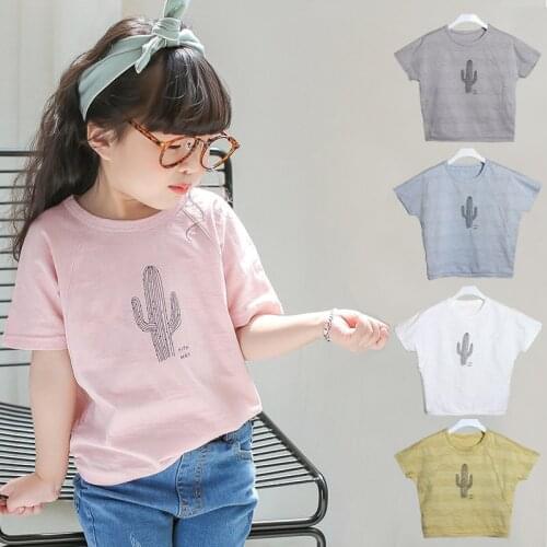 Summer Baby Boys T Shirt Cotton Short Sleeve bat wing Tops Tees For girls Kids loose style Baby Children Clothes 3-11 Years