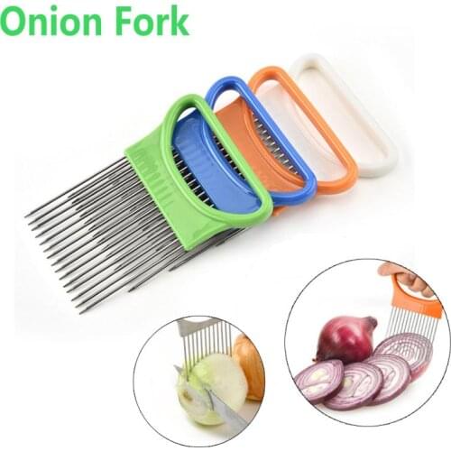 Onion Needle Onion Fork Tomato Onion Vegetables Fruit Slicer Cutting Aid Holder Slicing Cutter Safe Fork Kitchen Accessories
