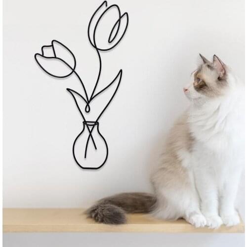 Metal Flower Wall Bohemian Style Home Wall Art Decoration Minimalist Plant Craft Ornament Bedroom Living Room Hanging Wall Decor