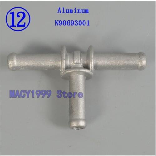 N90693001 Aluminium Coolant T Fitting Hose Connector Coupler Water Pipe for VW Jetta Skoda for Audi A3 N906-930-01 ST006