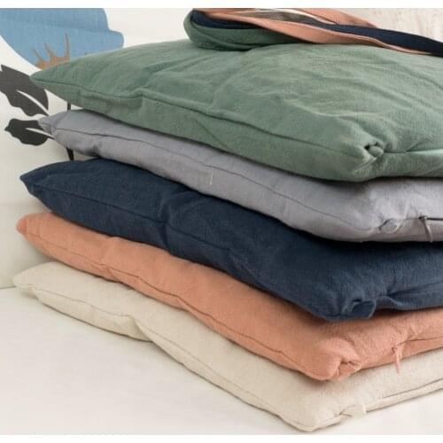 Japan Style Solid Color Cotton Linen Chair Cushion Multi-purpose Seat Cushion Cattail Fibers Stuffing