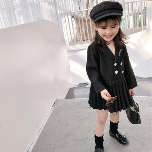 Girls Dress Fall Winter 2020 Baby Fashion Preppy Style Childrens Clothing Toddler Party Shirt Dress Clothes 1-6T