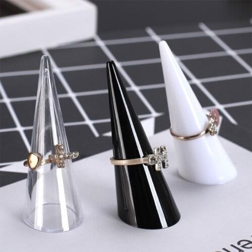 Black White Finger Cone Fingertip Ring Display Stand Jewellery Holder Storage Plastic Showcase Stand Rings Jewelry Organizer