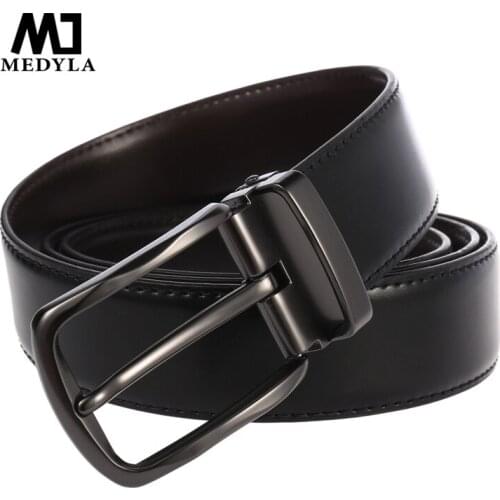 MEDYLA Cowskin Belt Men Accessories Cowboy Genuine Leather Belts For Men Vintage Pin Buckle Mens Belts Gift For Man LY4022