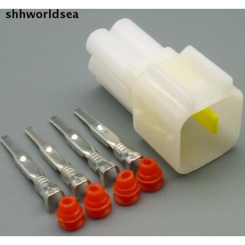Shhworldsea 10sets 2.3MM New Car Part 4 Pin Way Sealed Waterproof Electrical socket Wire auto refit male connector Plug Set