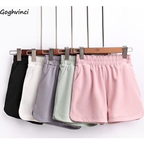 Shorts Women Baggy Simple Students 5 Colors Soft Summer Casual Female Daily Bottoms All-match Elastic Waist Hot Sale 2021 New