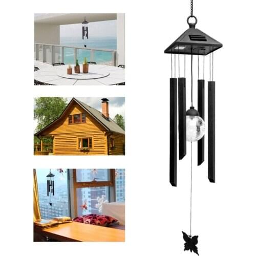 Solar Colorful LED Wind Chime Lamp Hanging Garden Bells Wind Chimes for Outside Decoration Soothing Melodic Deep Tones