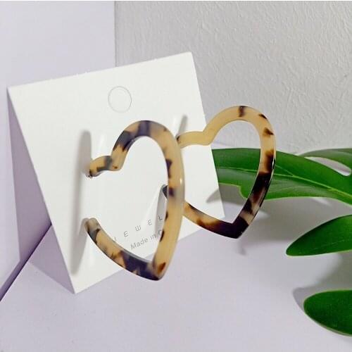 YIMUBA Punk Leopard Print Acrylic Acetic Acid Earrings Tortoise Color Geometric Circle Heart Stud Earrings for Woman Party Gift