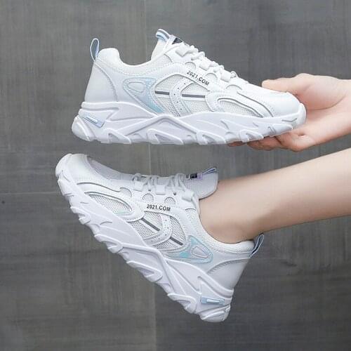 2021 Spring Autumn Sneakers Women Thick Bottom Daddy Shoe Thick Bottom Round Toe Breathing Leisure Female Vulcanize Shoes