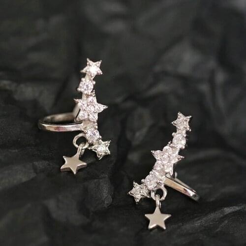 Clip Earrings Tassel Star Gypsophila For Women Korean Zircon Temperament Fashion Korean New Trendy Lady Jewelry Gift BOYULIGE