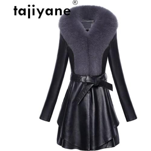 Sheepskin Real Winter Jacket Women White Duck Down Coat Womens Real Fox Fur Collar Jackets Long Coats Ropa Mujer TN1192