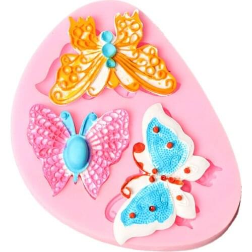 3D 3 Cavities Butterfly Silicone Mold DIY Jewellery Making Silicone Mould Craft Handmade for Jewelry Making Decorating