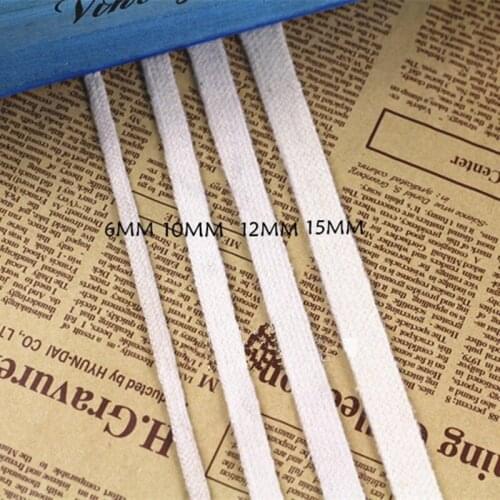 6mm/10mm/12mm/15mm White Flat Cotton Rope Hollow Webbing Cord Clothes Pants Cap Drawstring Macrame Cuerda De Algodon