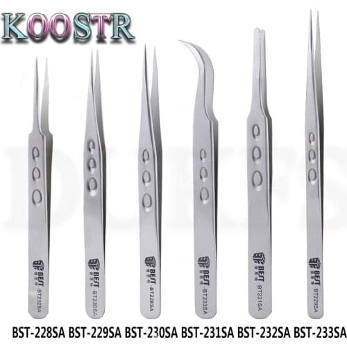 Stainless Steel Anti-Static Eyelash Tweezers Tool Superhard Eyelash Extension Tweezer Nail Rhinestone Decorations Picking Plier