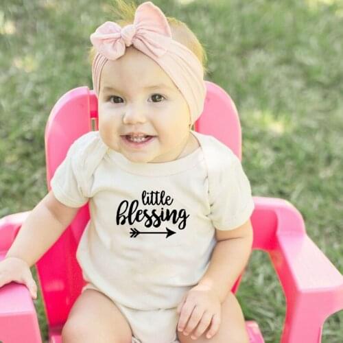 Little Blessing Newborn Infant Boys Girls Short Sleeve Bodysuit Baby White Casual Playsuit Funny Cute Onesie Clothes